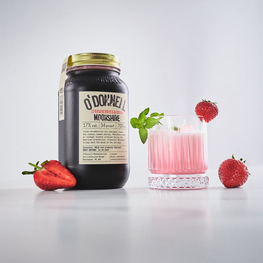 Strawberries and cream moonshine with cocktail