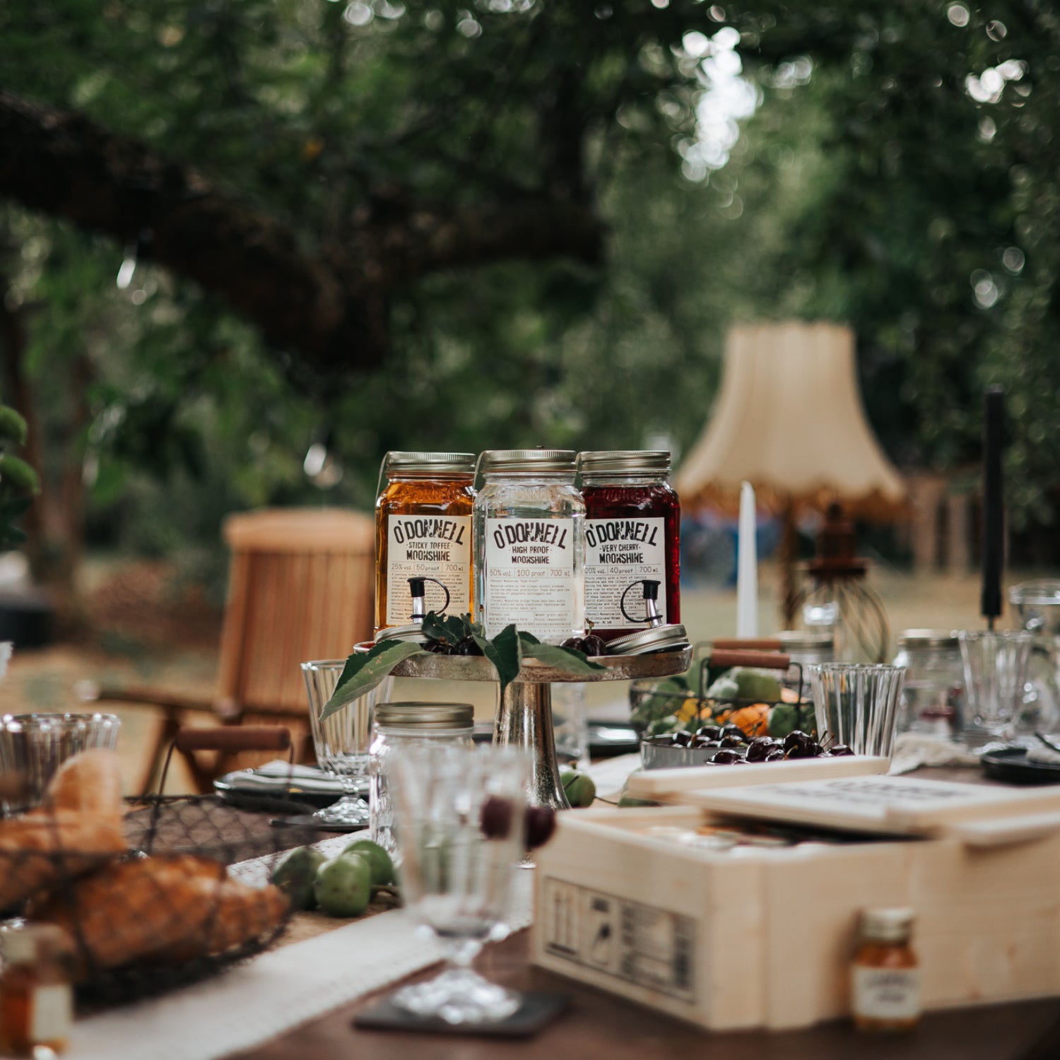 Trio of Moonshines in an outdoor dining setting
