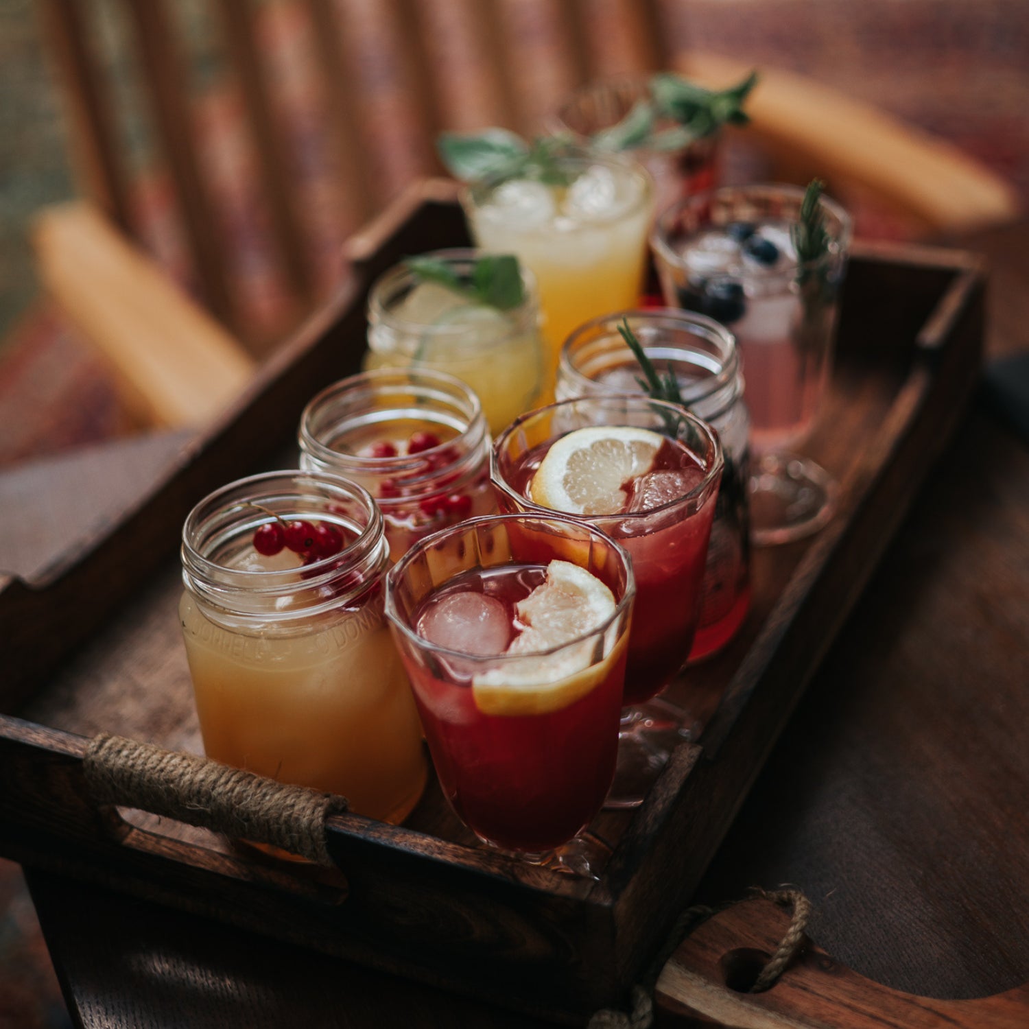 Moonshine Drinks on a tray