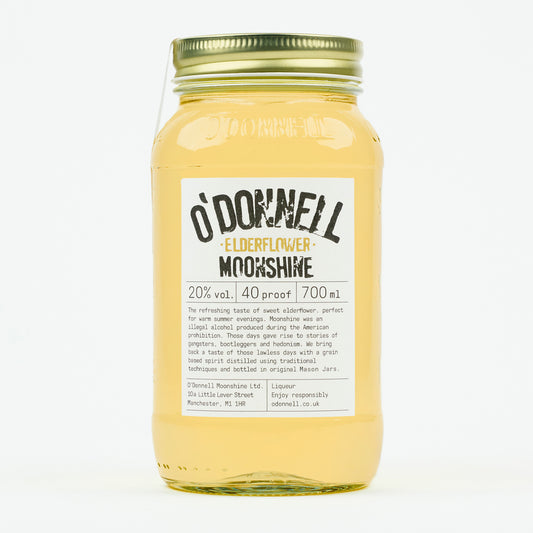 The product image of the O'Donnell Moonshine 700ml Elderflower Mason jar, 20% vol.