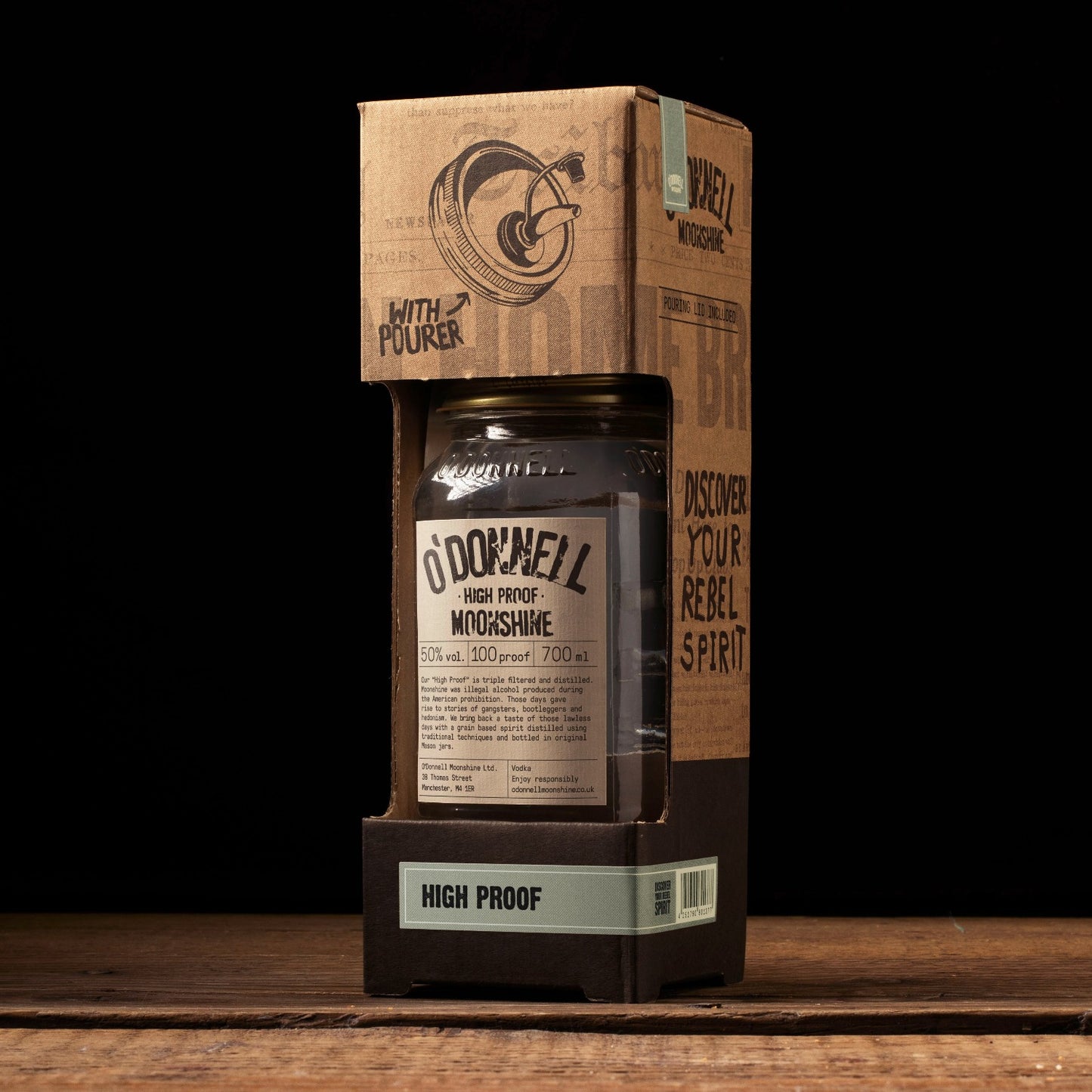 O Donnell Moonshine High Proof giftset with pouring lid included