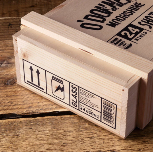 O'Donnell Moonshine shot box 24 minis packaging shot