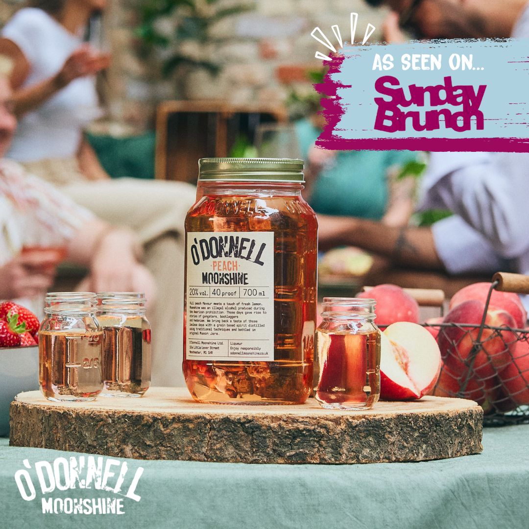 Peach Moonshine as seen on Sunday Brunch O'Donnell Moonshine