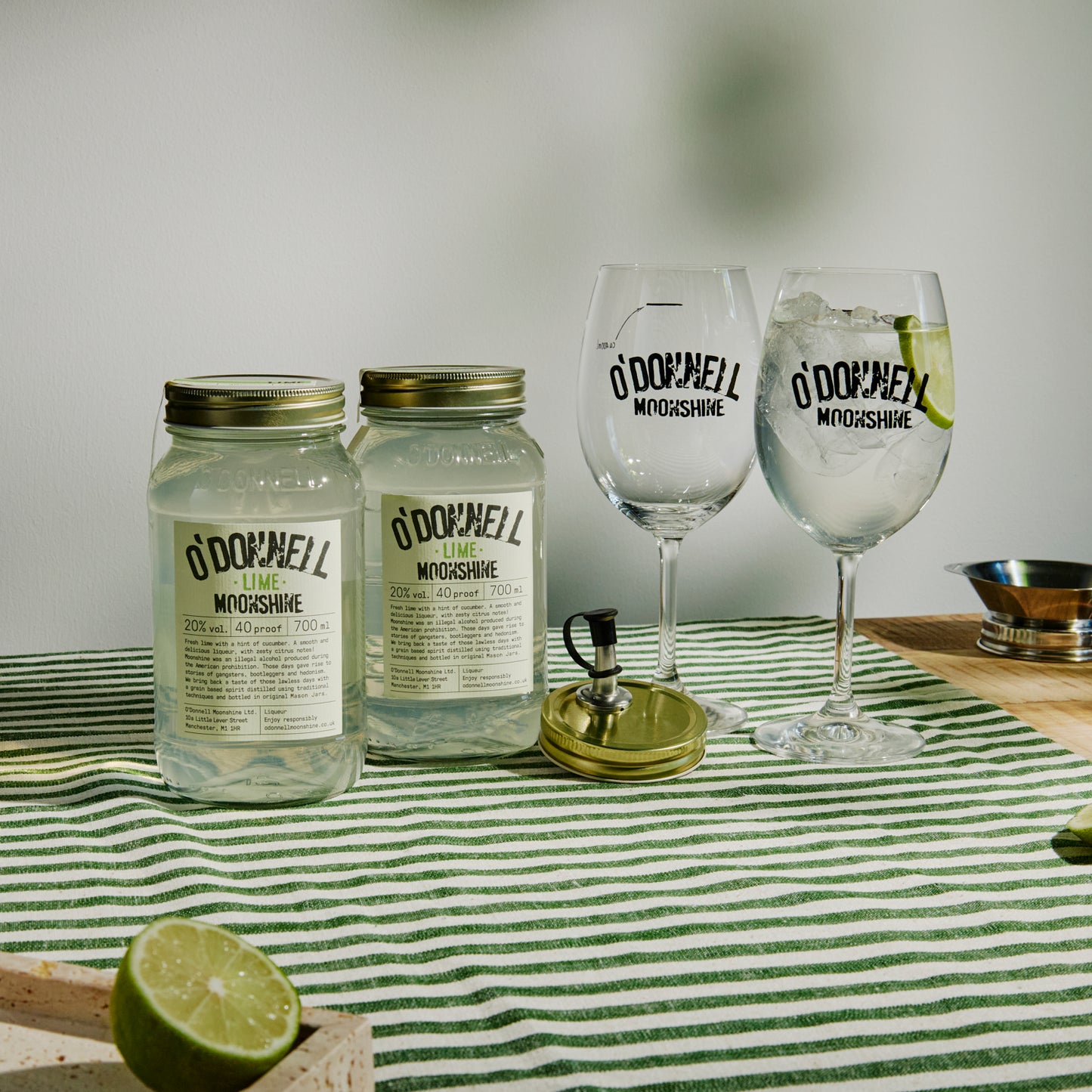 2 x 700ml Lime jars, 2 spritz glasses and pouring lids