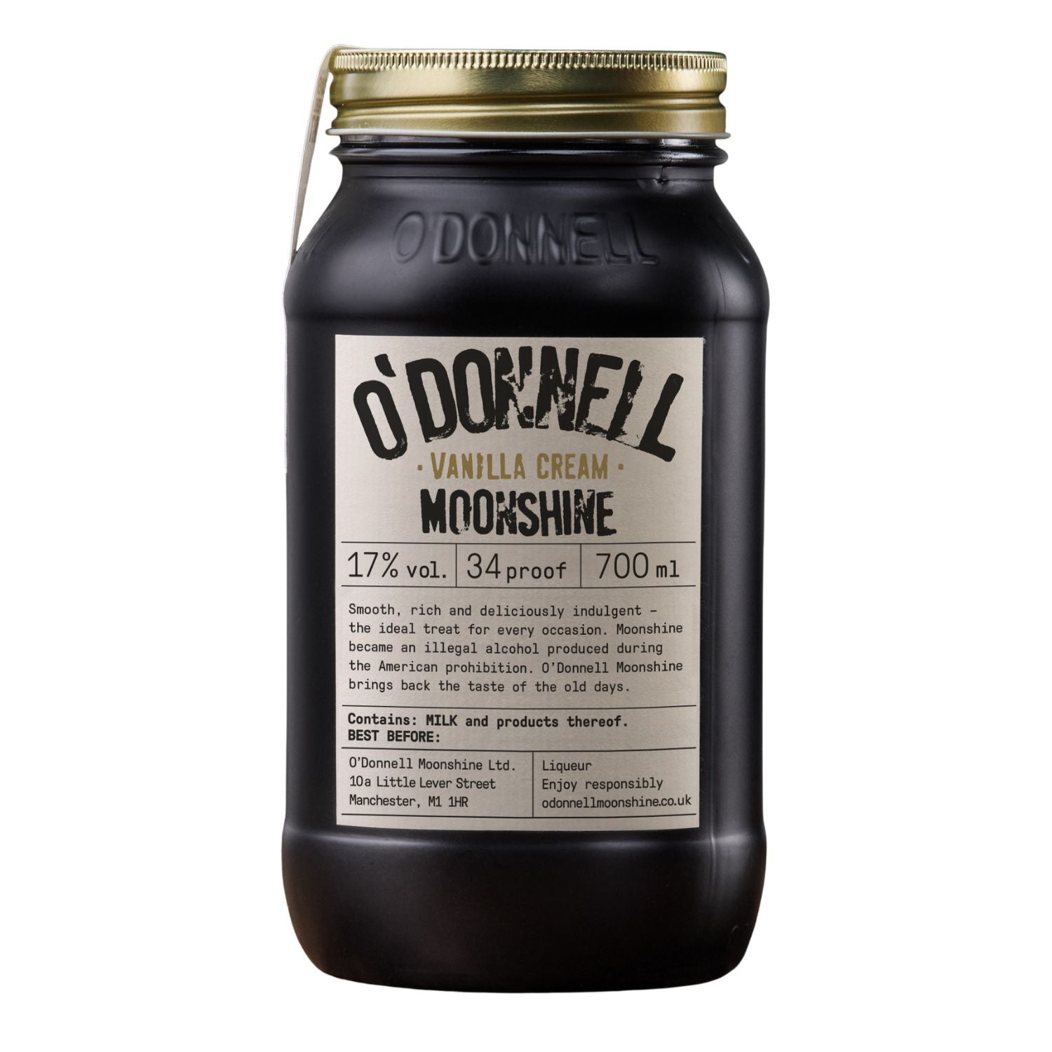 Vanilla Cream Moonshine 700ml Jar on a white background