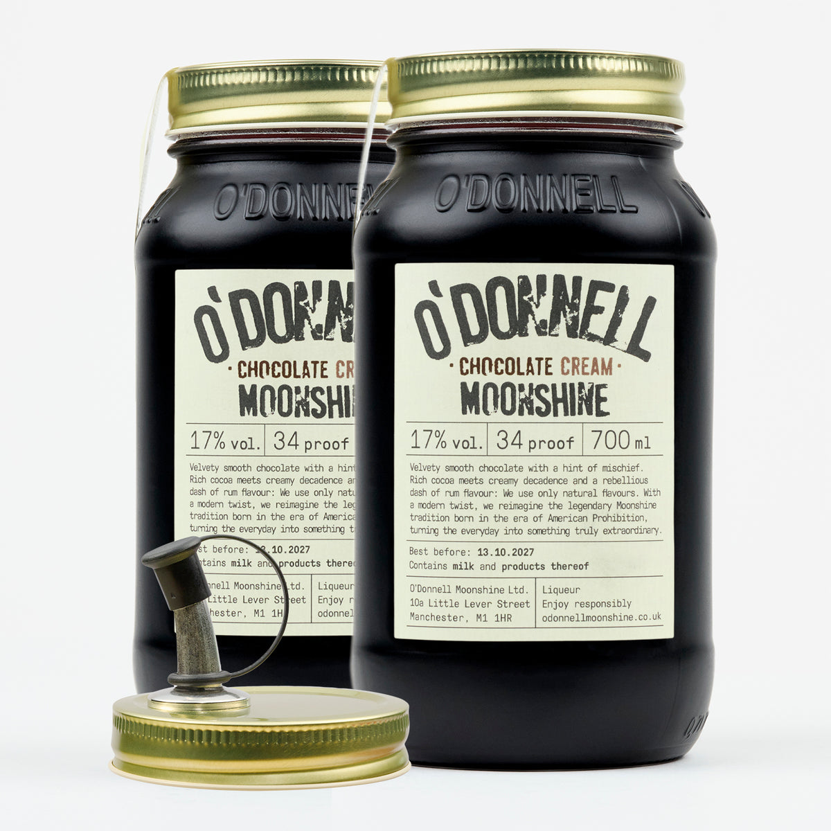 O’Donnell Moonshine Choco Cream 17% ABV – set of 2 × 700ml Mason Jars