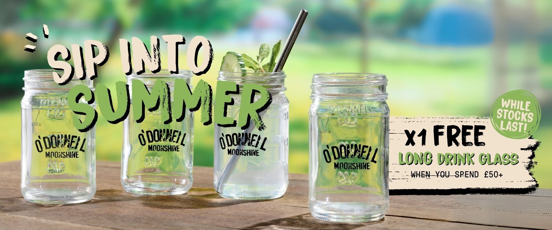 1 Free Longdrink Glass when you spend £50+ while stocks last