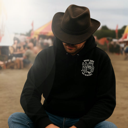 Black Hoodie with raise jars not glasses