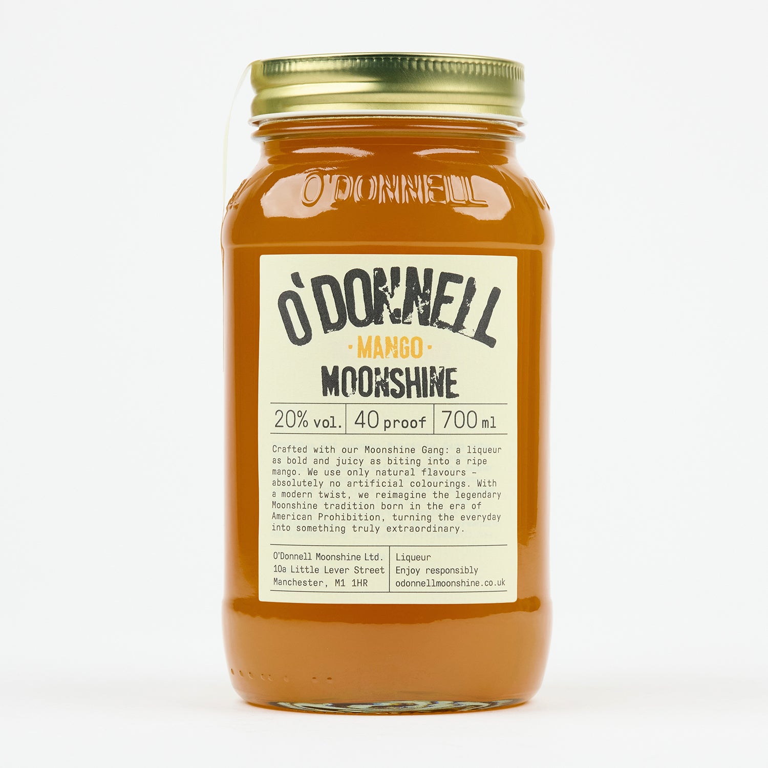 A Mango Liqueur Jar on a white background