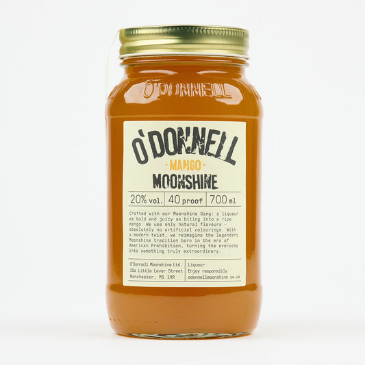 A Mango Liqueur Jar on a white background