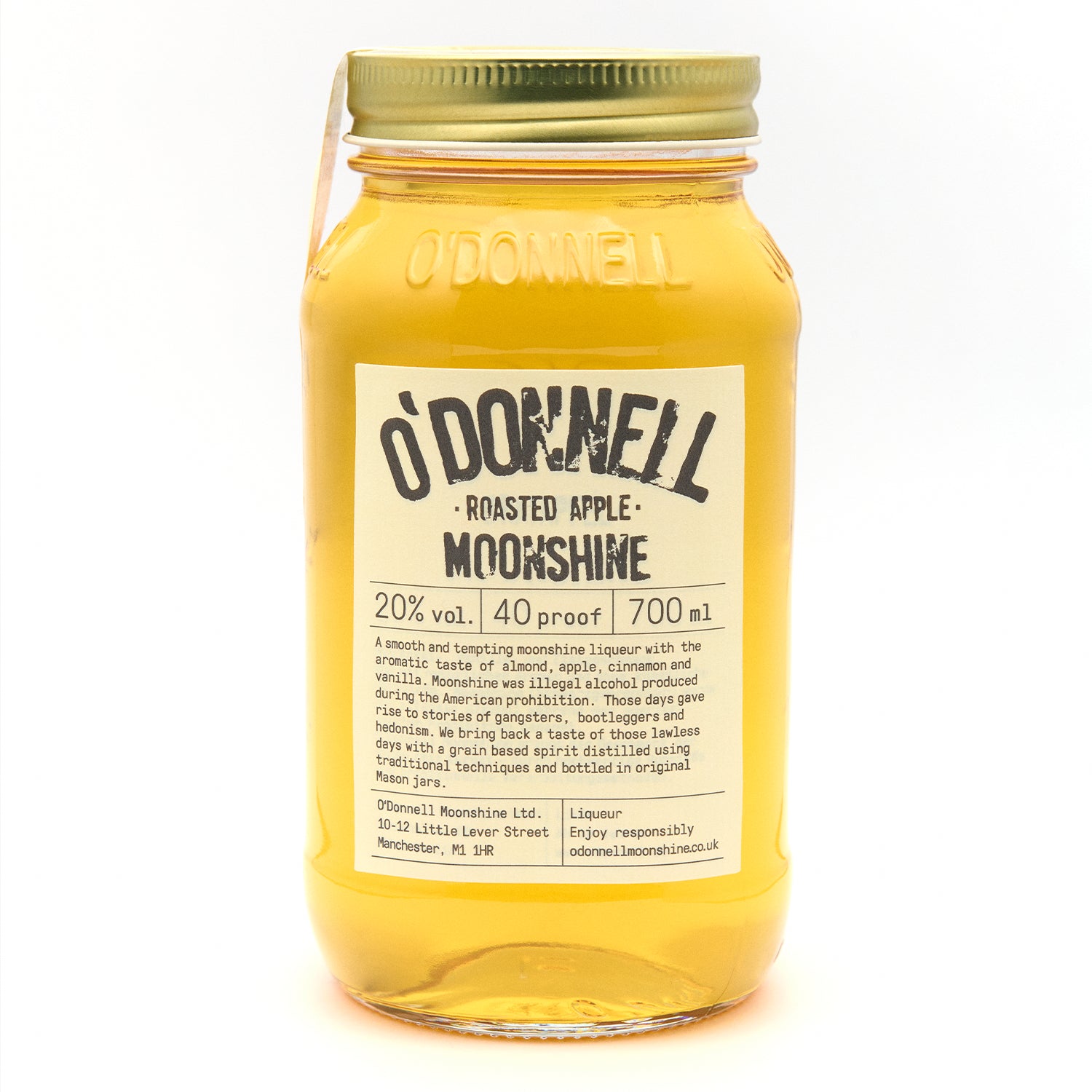 O'Donnell Roasted Apple Moonshine 700ml Jar on a white background