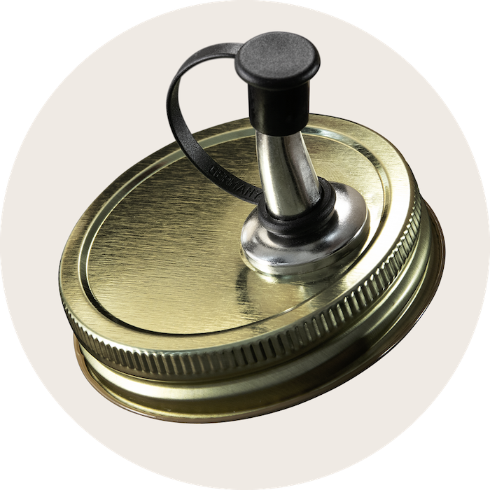 Pouring Lid on cream background