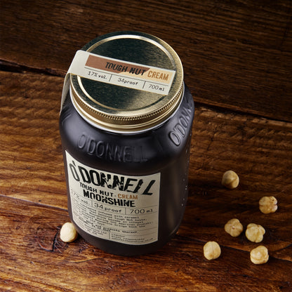 O'Donnell Moonshine 700ml Jar Tough Nut Cream shot from above. 
