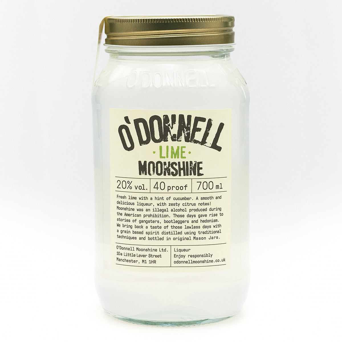 O'Donnell Lime Moonshine on a white background