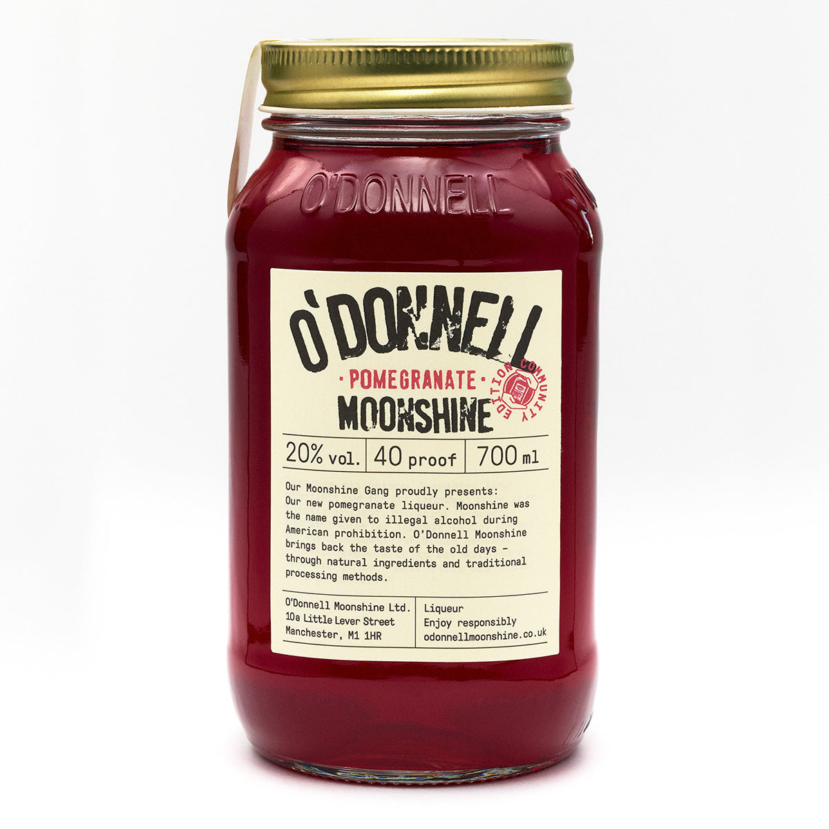 O'Donnell Pomegrante Moonshine on a white background