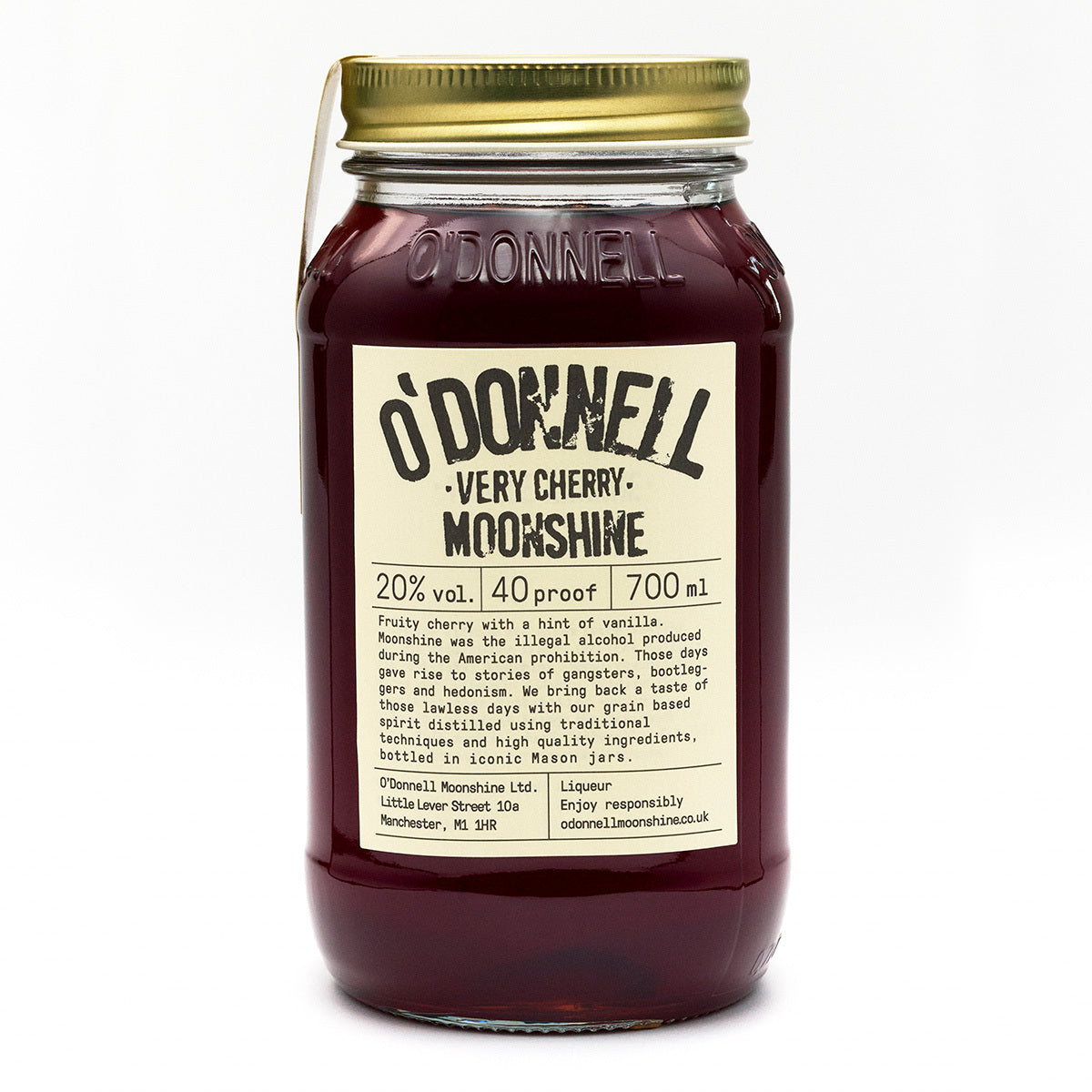 O'Donnell Very Cherry Moonshine on a white background