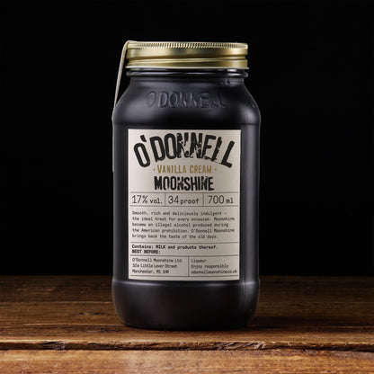 O'Donnell Moonshine Vanilla Cream liqueur 700ml mason jar. 