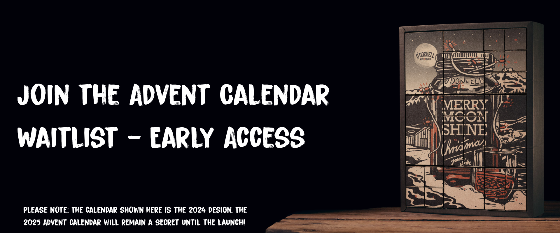 Waiting list for the O'Donnell Advent Calendar 2025 - image of advent 2024 being shown