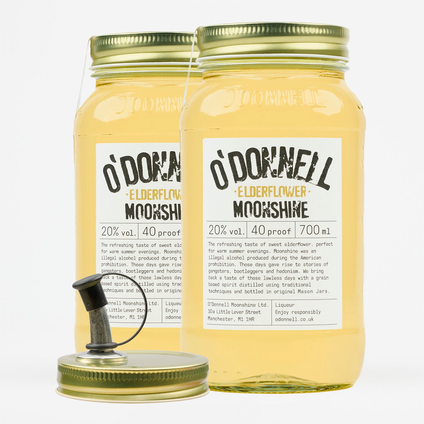 The O'Donnell Elderflower, comprising two liqueurs and a pourer, sold as a bundle.