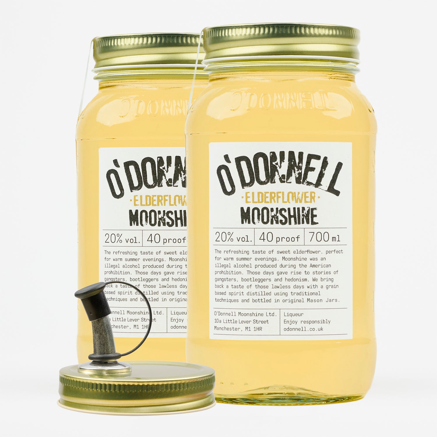 The O'Donnell Elderflower, comprising two liqueurs and a pourer, sold as a bundle.