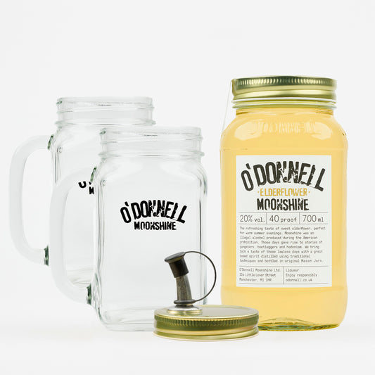 Elderflower Bundle with two Glasses and one Lid, ready to drink.