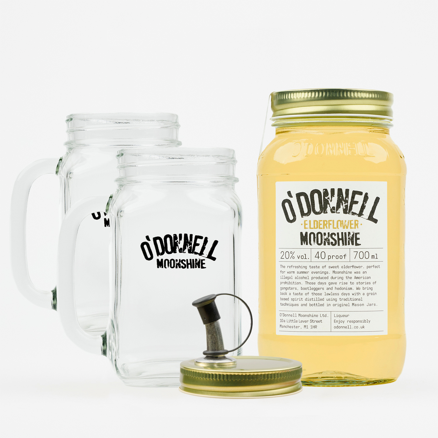 Elderflower Bundle with two Glasses and one Lid, ready to drink.