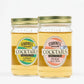 O'Donnell Moonshine RTD Cocktails Lemon and Peach jars on white background, clean product detail shot