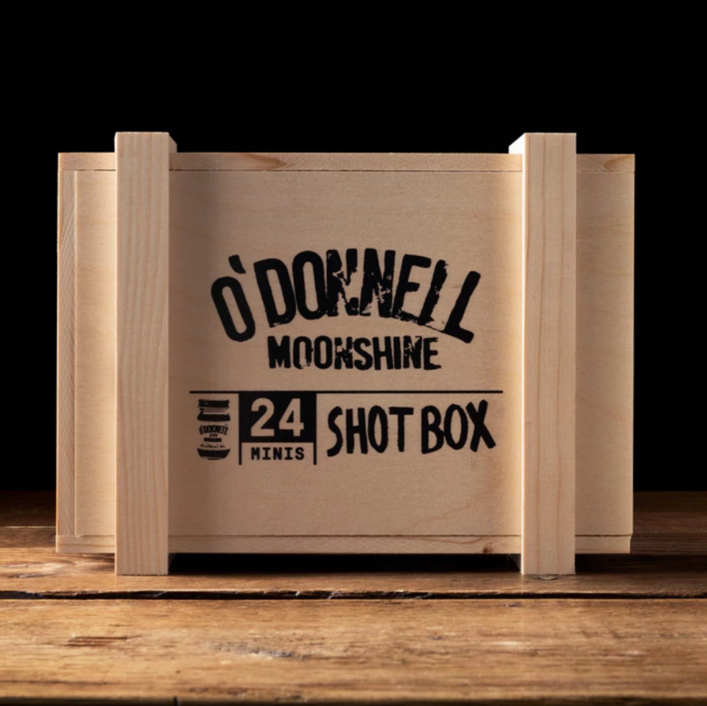 O'Donnell Moonshine shot box set of 24 minis packaging shot