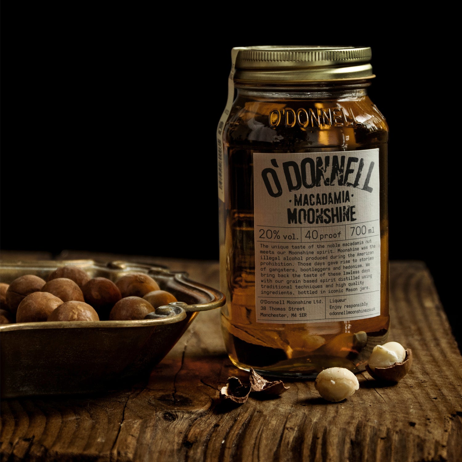 O'Donnell Moonshine Macadamia mood image with macadamia nuts